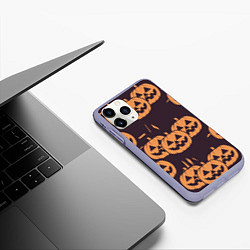 Чехол iPhone 11 Pro матовый Фонарь джек в грандж стиле halloween тыква cartoon, цвет: 3D-светло-сиреневый — фото 2