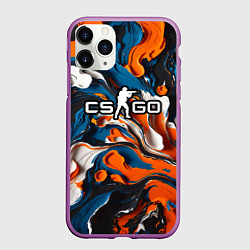 Чехол iPhone 11 Pro матовый Мазки краски - CS GO, цвет: 3D-фиолетовый