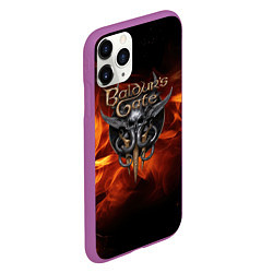 Чехол iPhone 11 Pro матовый Baldurs Gate 3 fire logo, цвет: 3D-фиолетовый — фото 2