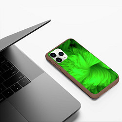 Чехол iPhone 11 Pro матовый Зеленая объемная абстракция, цвет: 3D-коричневый — фото 2