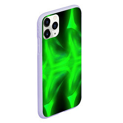 Чехол iPhone 11 Pro матовый Black green abstract, цвет: 3D-светло-сиреневый — фото 2