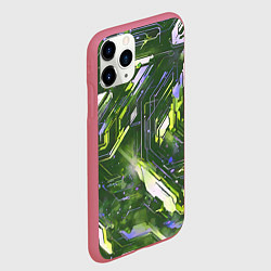 Чехол iPhone 11 Pro матовый Космические кибер схемы зелёные, цвет: 3D-малиновый — фото 2