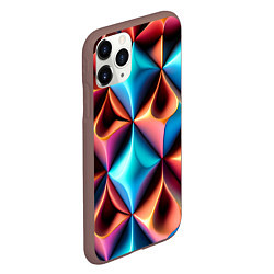 Чехол iPhone 11 Pro матовый Разноцветные объёмные ромбы узор, цвет: 3D-коричневый — фото 2