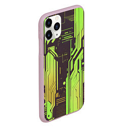 Чехол iPhone 11 Pro матовый Кибер схемы кислотно-зелёные, цвет: 3D-розовый — фото 2