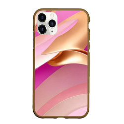 Чехол iPhone 11 Pro матовый Розовый с золотом абстрактный фон, цвет: 3D-коричневый