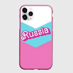Чехол iPhone 11 Pro матовый Russia - barbie style, цвет: 3D-малиновый