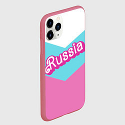 Чехол iPhone 11 Pro матовый Russia - barbie style, цвет: 3D-малиновый — фото 2