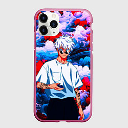Чехол iPhone 11 Pro матовый Красавец Сатору Годжо - Магическая битва, цвет: 3D-малиновый
