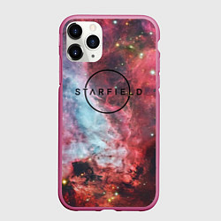Чехол iPhone 11 Pro матовый Starfield лого космос, цвет: 3D-малиновый