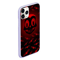 Чехол iPhone 11 Pro матовый Красная черепушка, цвет: 3D-светло-сиреневый — фото 2
