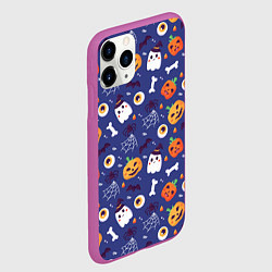 Чехол iPhone 11 Pro матовый Хэллоуин - узор, цвет: 3D-фиолетовый — фото 2