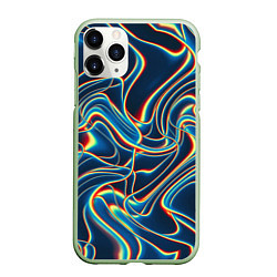 Чехол iPhone 11 Pro матовый Abstract waves, цвет: 3D-салатовый