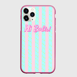 Чехол iPhone 11 Pro матовый Hi Barbie - фраза и костюм Кена, цвет: 3D-малиновый