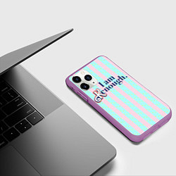 Чехол iPhone 11 Pro матовый I am Kenough - фраза и костюм Кена в полоску, цвет: 3D-фиолетовый — фото 2
