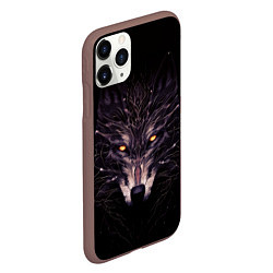 Чехол iPhone 11 Pro матовый Волк в кромешной темноте, цвет: 3D-коричневый — фото 2