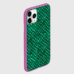 Чехол iPhone 11 Pro матовый Кожа изумрудного дракона, цвет: 3D-фиолетовый — фото 2