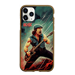 Чехол iPhone 11 Pro матовый AC DC rock, цвет: 3D-коричневый