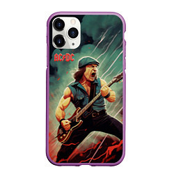 Чехол iPhone 11 Pro матовый AC DC rock, цвет: 3D-фиолетовый
