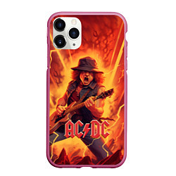 Чехол iPhone 11 Pro матовый ACDC rock music fire