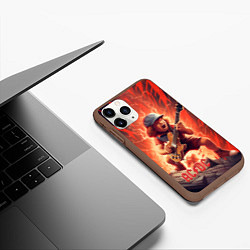 Чехол iPhone 11 Pro матовый ACDC fire rock, цвет: 3D-коричневый — фото 2