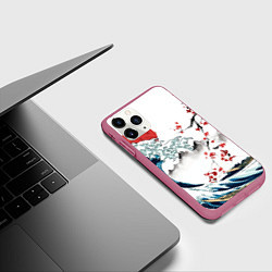 Чехол iPhone 11 Pro матовый Хокусай большая волна в Канагаве - пародия укиё, цвет: 3D-малиновый — фото 2
