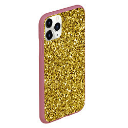 Чехол iPhone 11 Pro матовый Золотая крошка, цвет: 3D-малиновый — фото 2