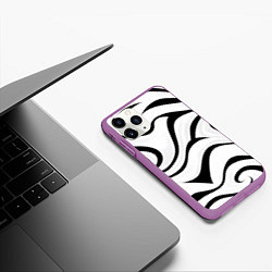 Чехол iPhone 11 Pro матовый Анималистическая абстракция зебры, цвет: 3D-фиолетовый — фото 2
