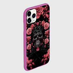 Чехол iPhone 11 Pro матовый И череп и розы, цвет: 3D-фиолетовый — фото 2
