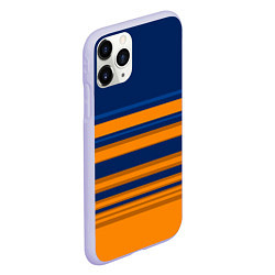 Чехол iPhone 11 Pro матовый Желто-синий полосатый узор, цвет: 3D-светло-сиреневый — фото 2