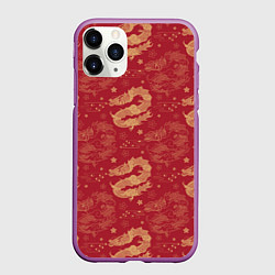 Чехол iPhone 11 Pro матовый The chinese dragon pattern, цвет: 3D-фиолетовый