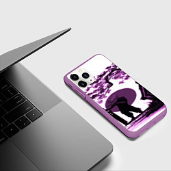 Чехол iPhone 11 Pro матовый Канеки самурай под сакурой, цвет: 3D-фиолетовый — фото 2
