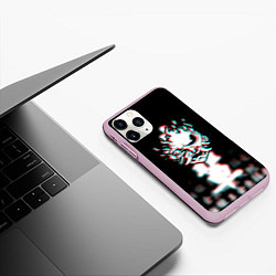 Чехол iPhone 11 Pro матовый Samurai glitch cyberpunk city, цвет: 3D-розовый — фото 2