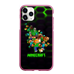 Чехол iPhone 11 Pro матовый Minecraft story the game, цвет: 3D-малиновый