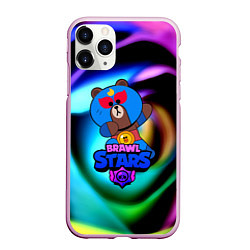 Чехол iPhone 11 Pro матовый Brawl stars neon teddy, цвет: 3D-розовый