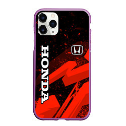 Чехол iPhone 11 Pro матовый Honda - красная абстракция
