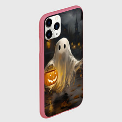 Чехол iPhone 11 Pro матовый Приведение с тыквой, цвет: 3D-малиновый — фото 2