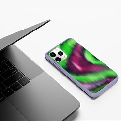 Чехол iPhone 11 Pro матовый Абстрактное северное сияние, цвет: 3D-светло-сиреневый — фото 2