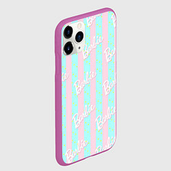 Чехол iPhone 11 Pro матовый Паттерн Барби на фоне костюма Кена в розово-голубу, цвет: 3D-фиолетовый — фото 2