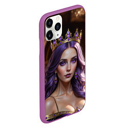 Чехол iPhone 11 Pro матовый Девушка с фиолетовыми волосами в короне, цвет: 3D-фиолетовый — фото 2