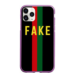 Чехол iPhone 11 Pro матовый Fake зелёная и красная полосы, цвет: 3D-фиолетовый