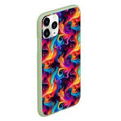 Чехол iPhone 11 Pro матовый Разноцветные разные волны разводы, цвет: 3D-салатовый — фото 2