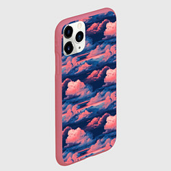 Чехол iPhone 11 Pro матовый Волшебные сине розовые облока, цвет: 3D-малиновый — фото 2