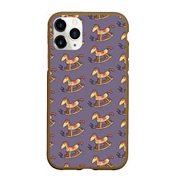 Чехол iPhone 11 Pro матовый Деревянные лошадки качалки, цвет: 3D-коричневый