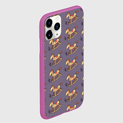Чехол iPhone 11 Pro матовый Деревянные лошадки качалки, цвет: 3D-фиолетовый — фото 2