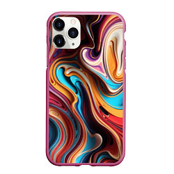 Чехол iPhone 11 Pro матовый Поток красок, цвет: 3D-малиновый