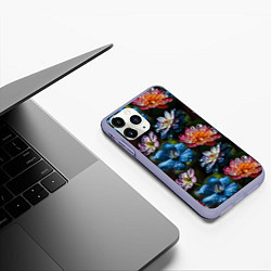 Чехол iPhone 11 Pro матовый Капли на цветах, цвет: 3D-светло-сиреневый — фото 2
