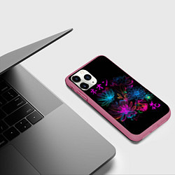 Чехол iPhone 11 Pro матовый Неоновые цветы - японский стиль, цвет: 3D-малиновый — фото 2