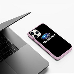 Чехол iPhone 11 Pro матовый Subaru sport auto car, цвет: 3D-розовый — фото 2