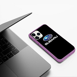 Чехол iPhone 11 Pro матовый Subaru sport auto car, цвет: 3D-фиолетовый — фото 2