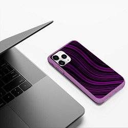 Чехол iPhone 11 Pro матовый Абстракция фиолетовые линии, цвет: 3D-фиолетовый — фото 2